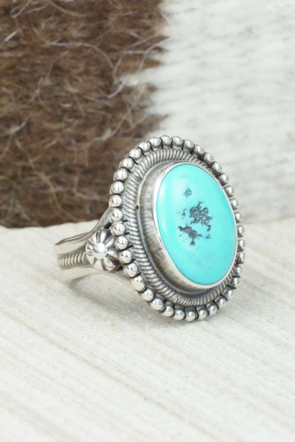 Turquoise & Sterling Silver Ring - Gloria Begay - Size 7.25