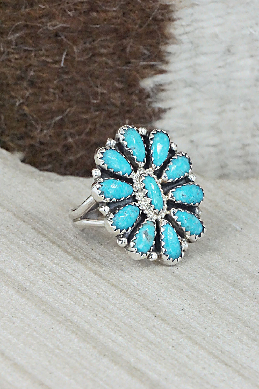 Turquoise & Sterling Silver Ring - Zeita Begay - Size 8