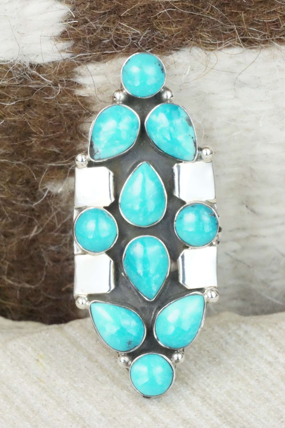 Turquoise & Sterling Silver Ring - Clarence Long - Size 7