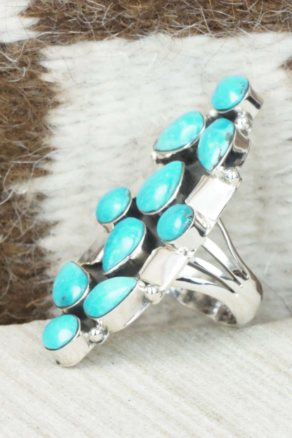 Turquoise & Sterling Silver Ring - Clarence Long - Size 7