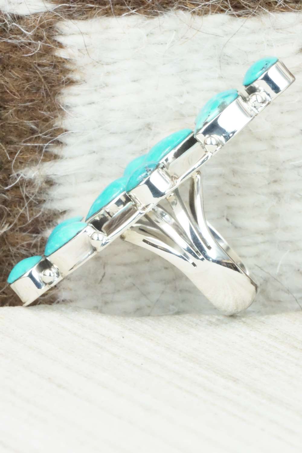 Turquoise & Sterling Silver Ring - Clarence Long - Size 7