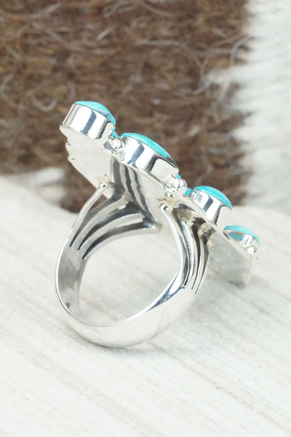 Turquoise & Sterling Silver Ring - Clarence Long - Size 7