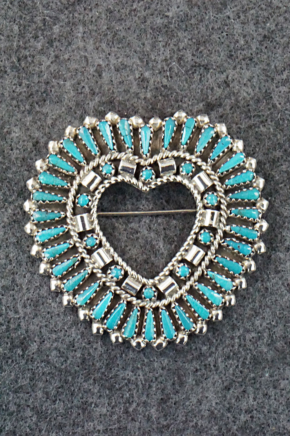 Turquoise & Sterling Silver Pendant/Pin - Amelio & Veronica Nastacio