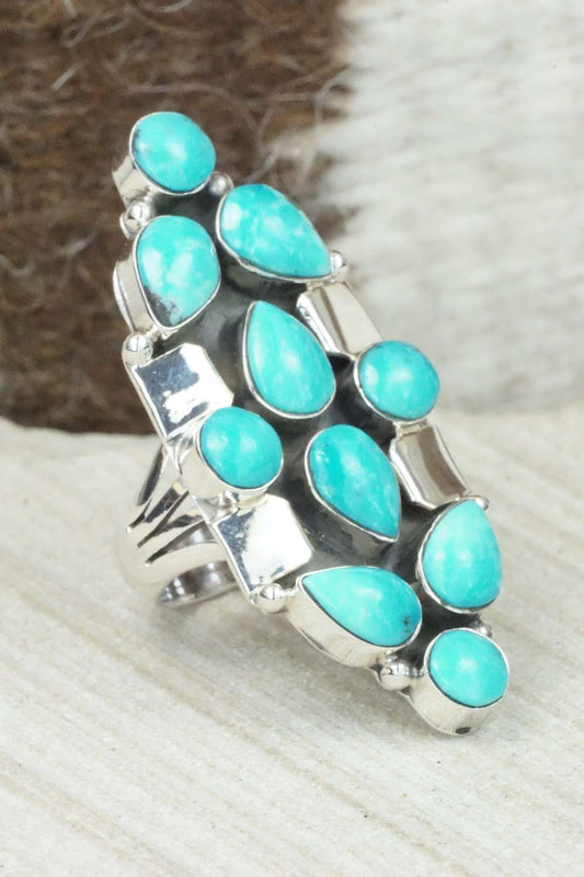 Turquoise & Sterling Silver Ring - Clarence Long - Size 7