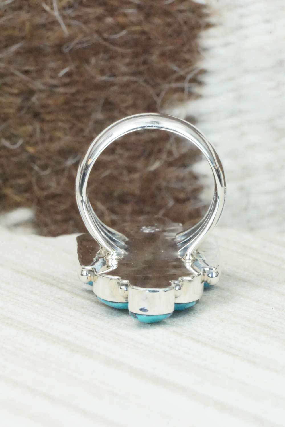 Turquoise & Sterling Silver Ring - Clarence Long - Size 7