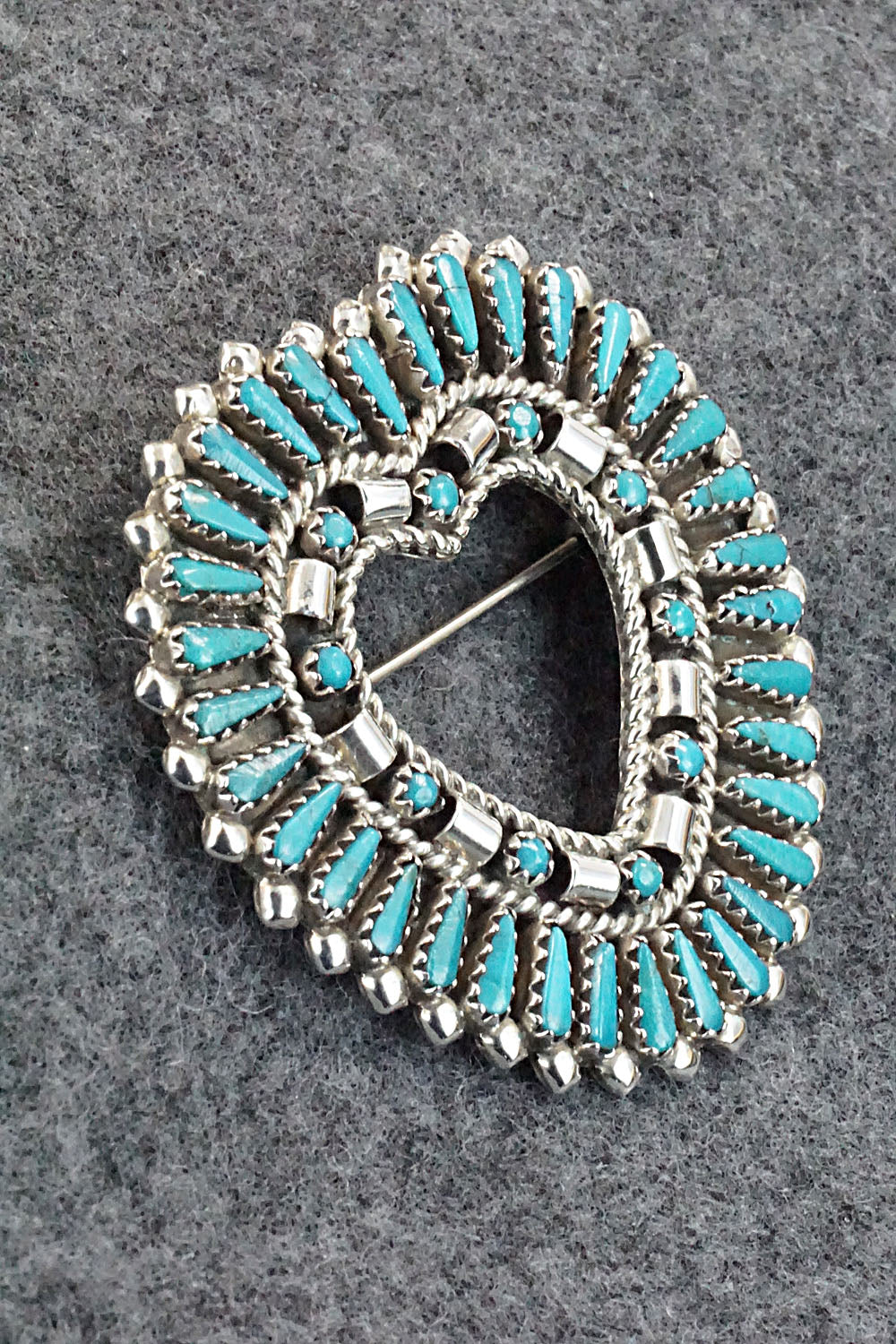 Turquoise & Sterling Silver Pendant/Pin - Amelio & Veronica Nastacio