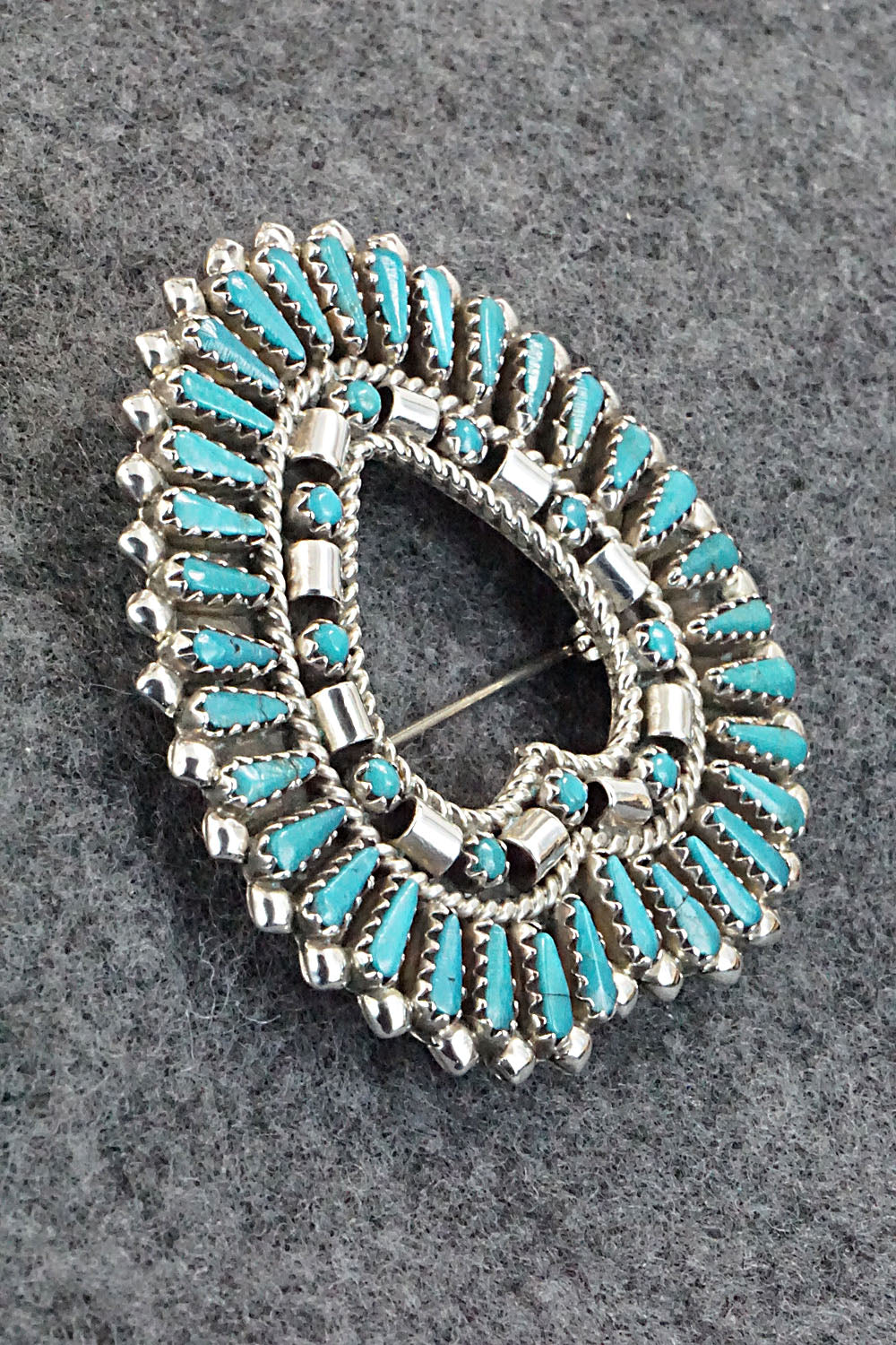 Turquoise & Sterling Silver Pendant/Pin - Amelio & Veronica Nastacio