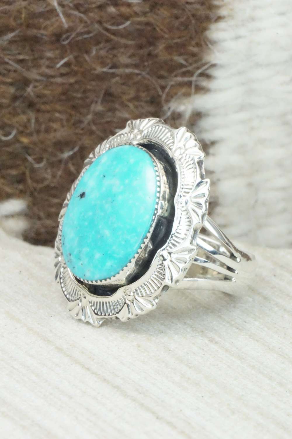 Turquoise & Sterling Silver Ring - Daniel Benally - Size 7
