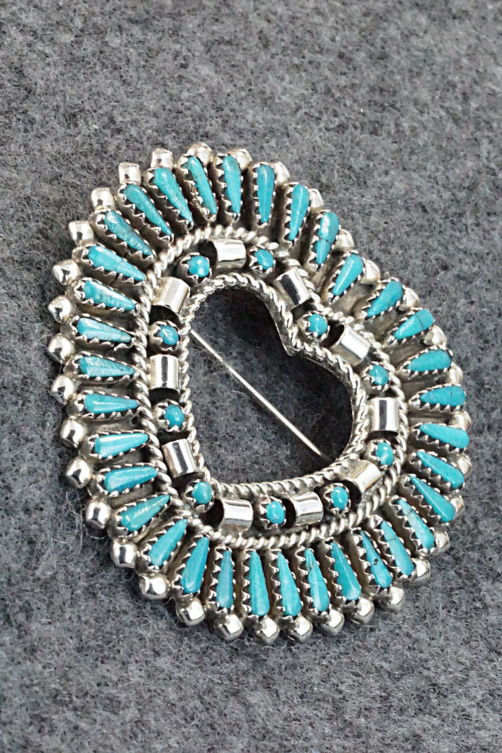 Turquoise & Sterling Silver Pendant/Pin - Amelio & Veronica Nastacio