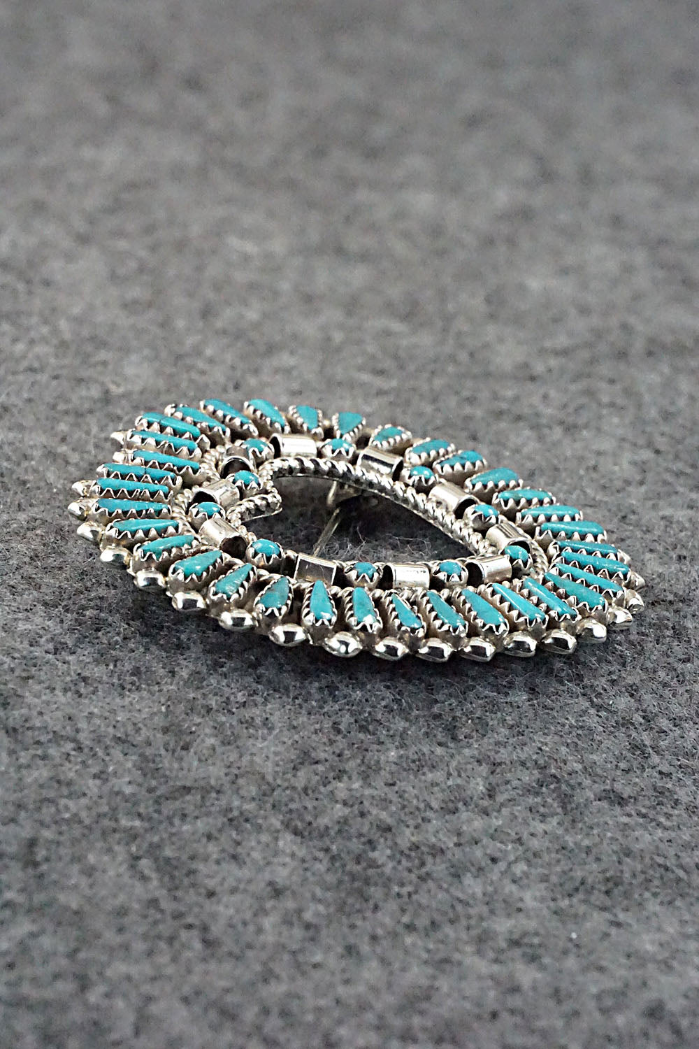 Turquoise & Sterling Silver Pendant/Pin - Amelio & Veronica Nastacio