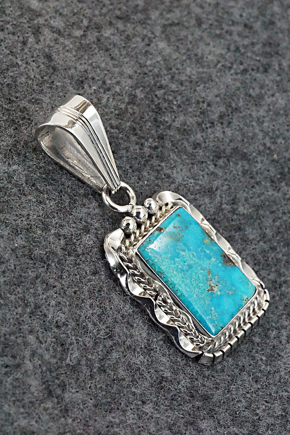 Turquoise & Sterling Silver Pendant - Samuel Yellowhair