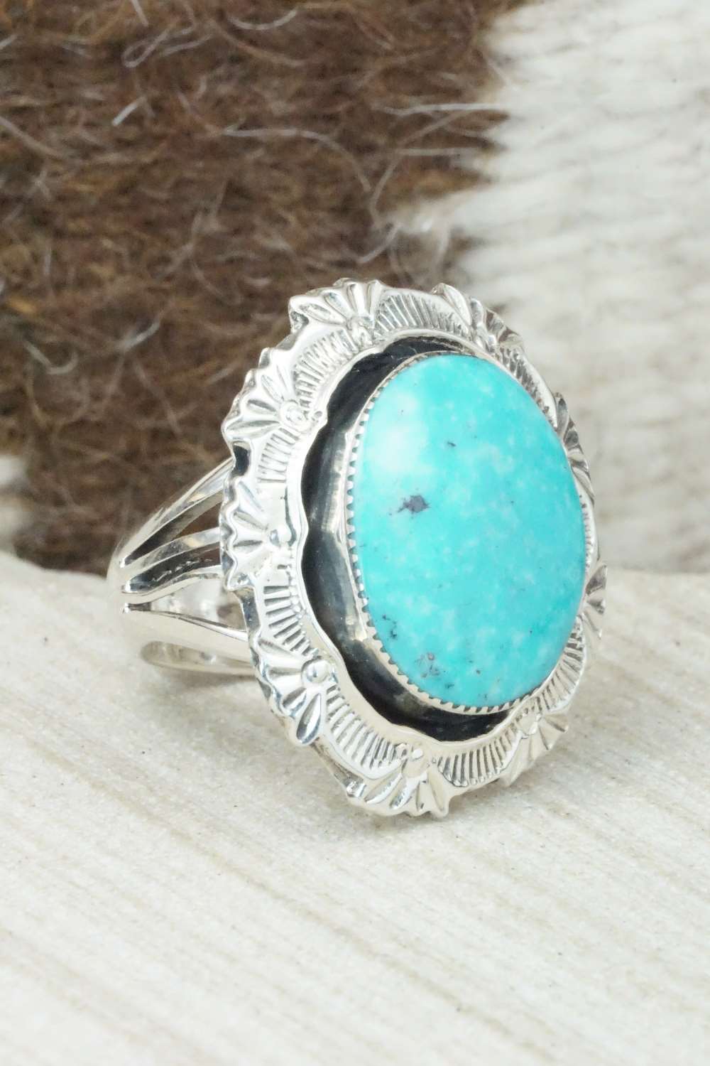Turquoise & Sterling Silver Ring - Daniel Benally - Size 7
