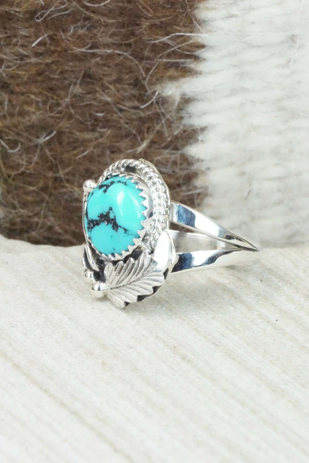 Turquoise & Sterling Silver Ring - Roberta Begay - Size 6.75