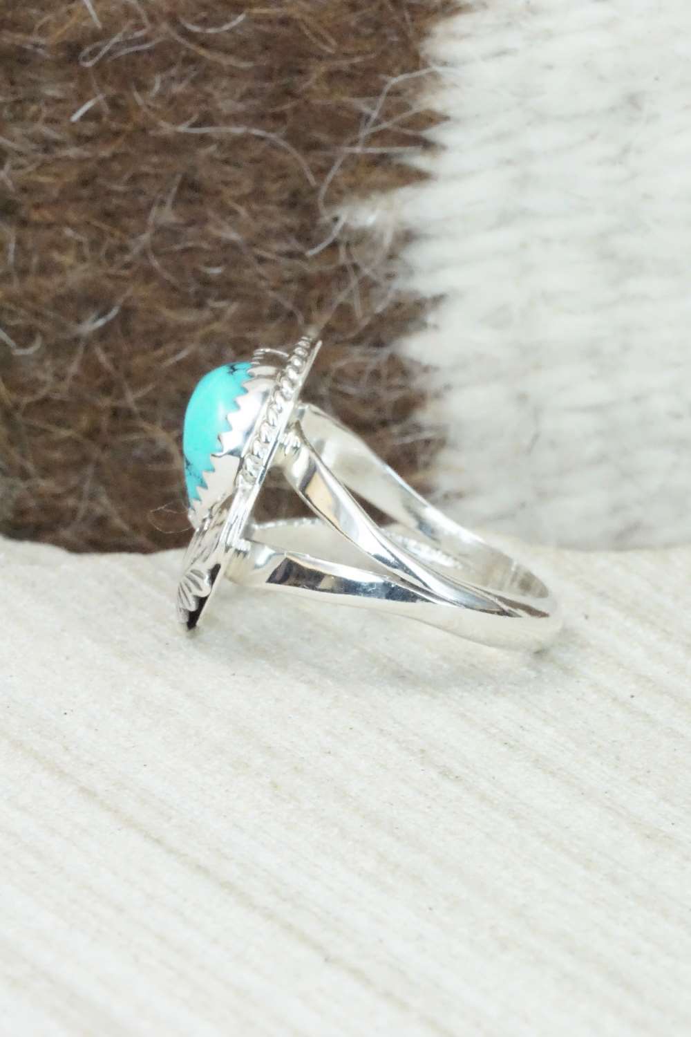 Turquoise & Sterling Silver Ring - Roberta Begay - Size 6.75