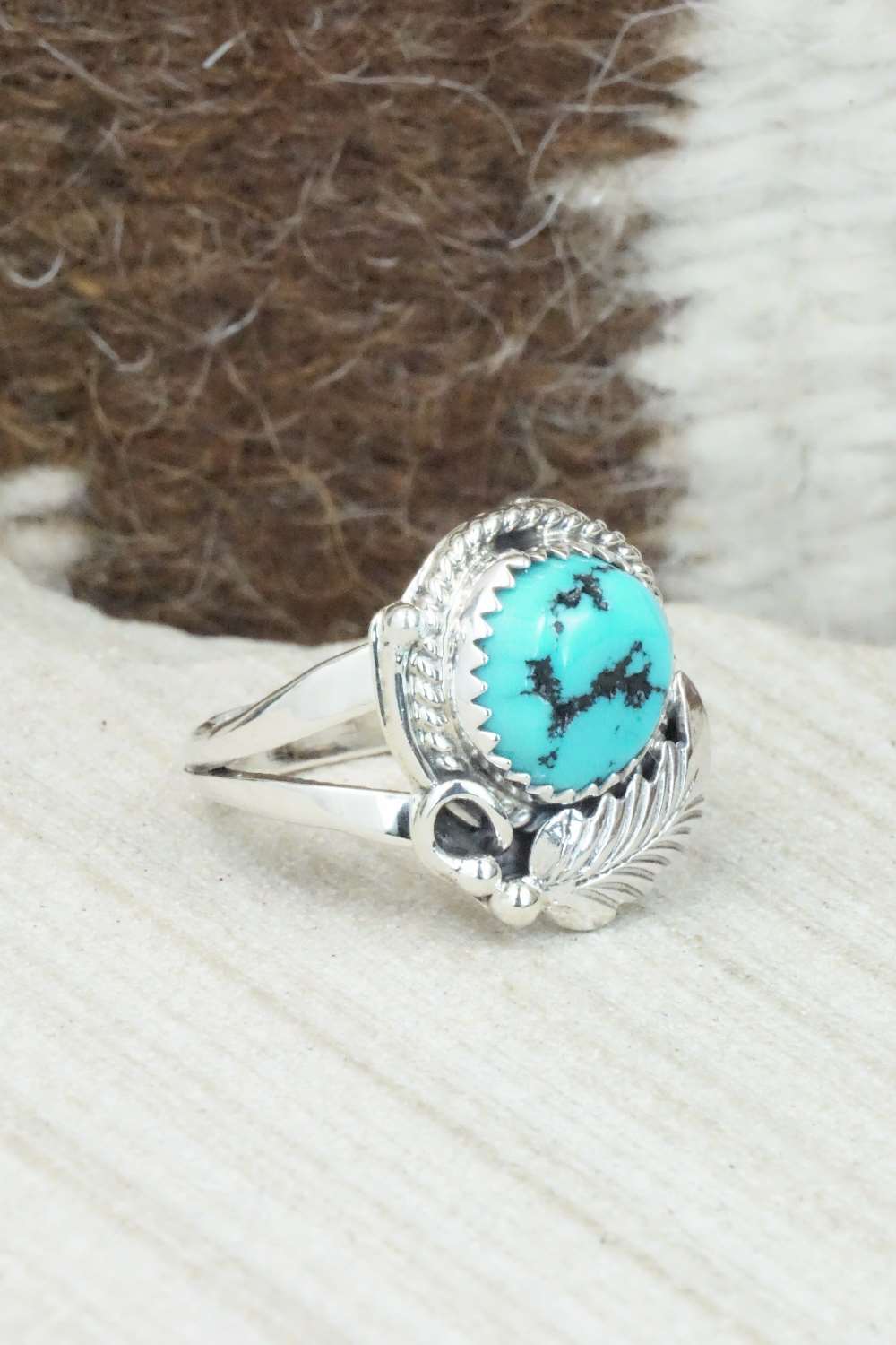 Turquoise & Sterling Silver Ring - Roberta Begay - Size 6.75