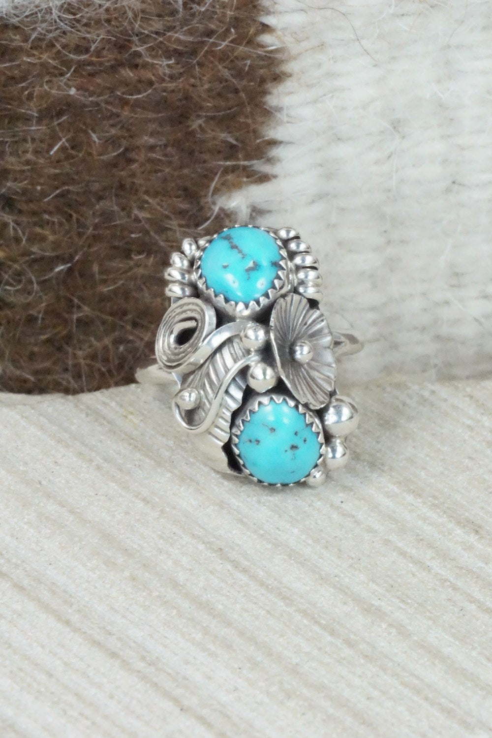 Turquoise & Sterling Silver Ring - Max Calladitto - Size 8.5