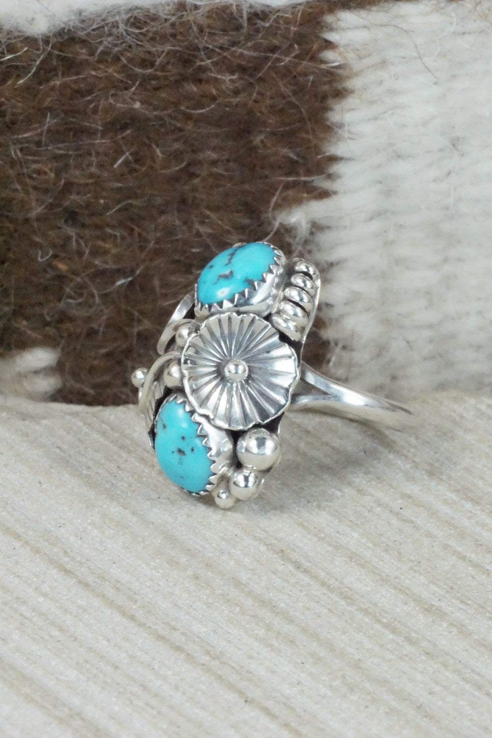Turquoise & Sterling Silver Ring - Max Calladitto - Size 8.5