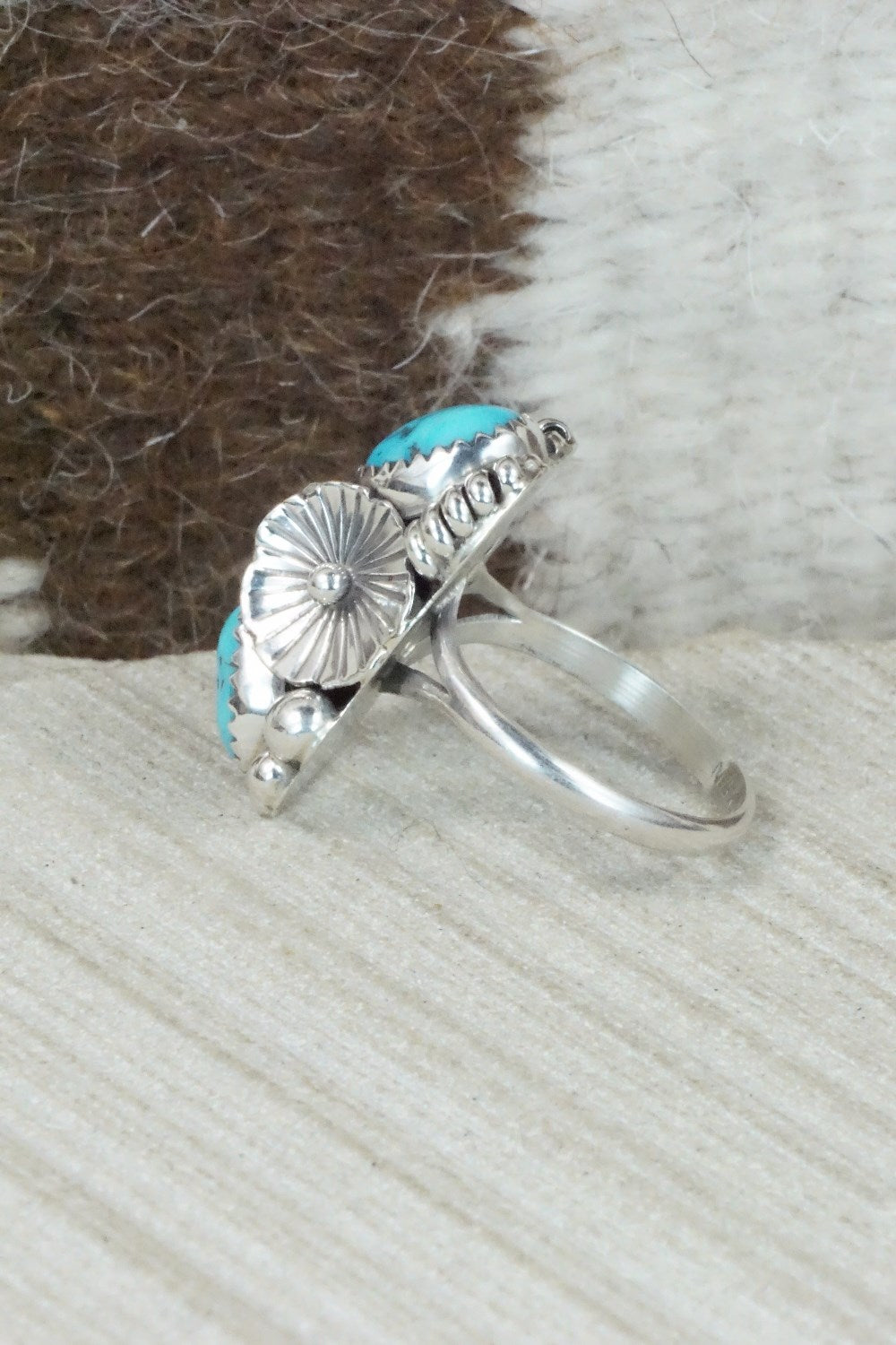 Turquoise & Sterling Silver Ring - Max Calladitto - Size 8.5