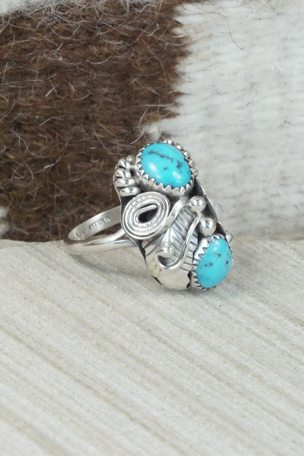Turquoise & Sterling Silver Ring - Max Calladitto - Size 8.5
