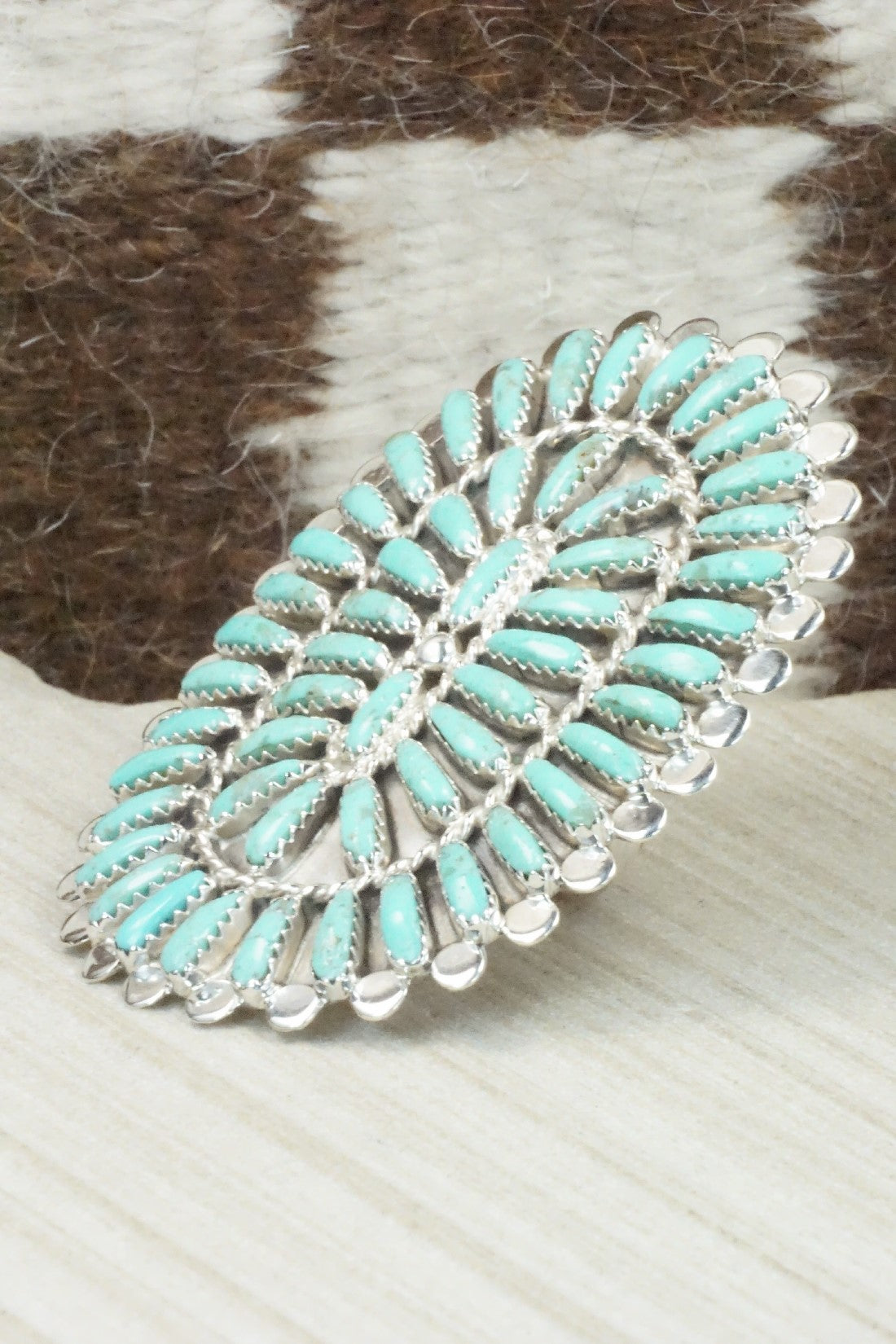 Turquoise & Sterling Silver Ring - Lavell Byjoe - Size 8