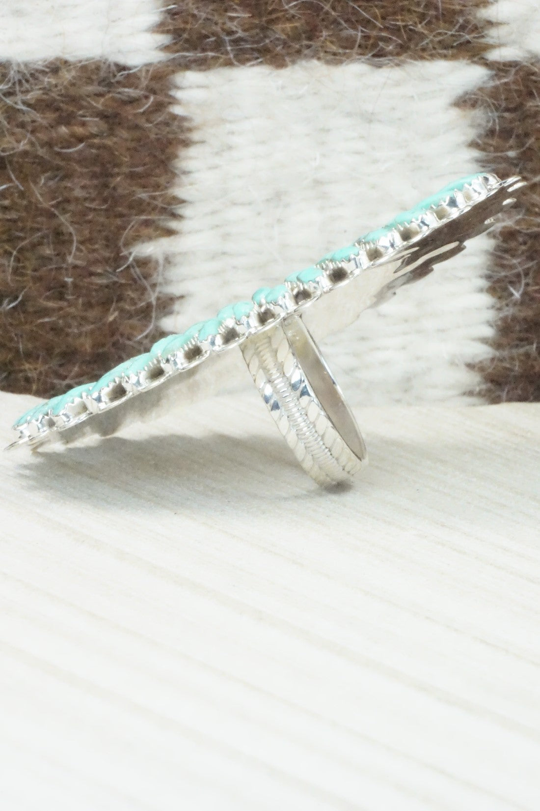 Turquoise & Sterling Silver Ring - Lavell Byjoe - Size 8