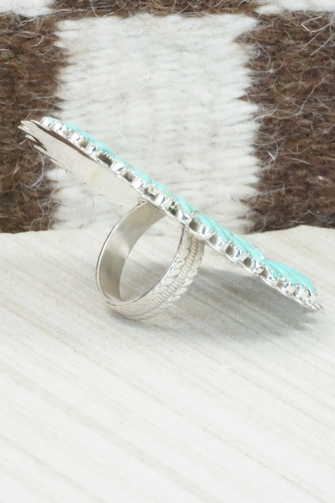 Turquoise & Sterling Silver Ring - Lavell Byjoe - Size 8