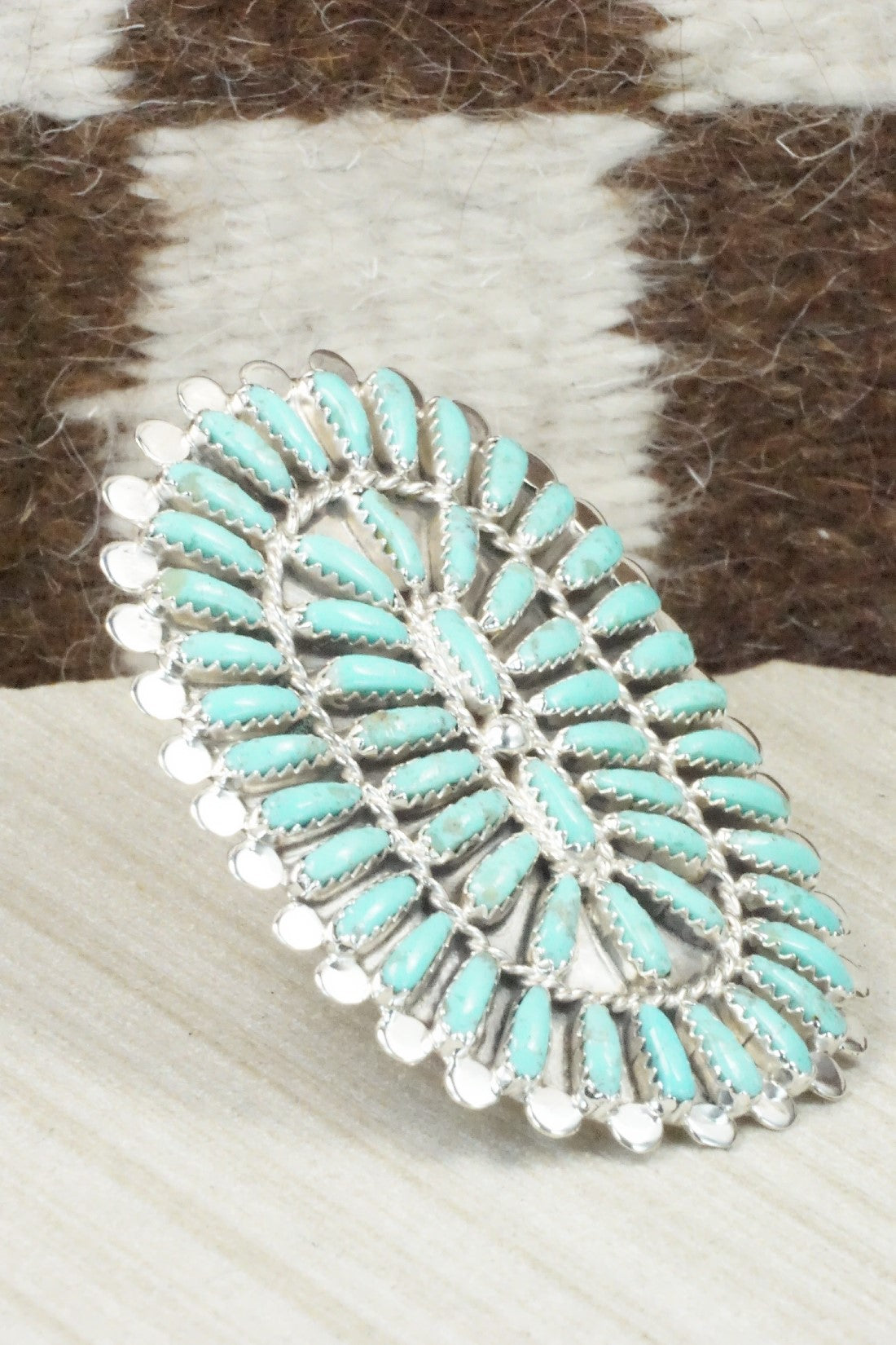 Turquoise & Sterling Silver Ring - Lavell Byjoe - Size 8