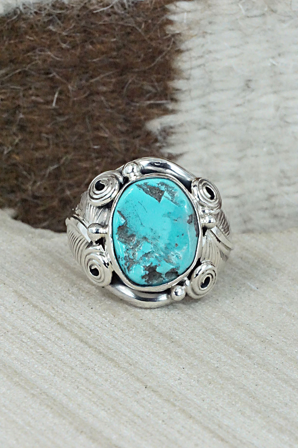 Turquoise & Sterling Silver Ring - Darrell Morgan - Size 9.75