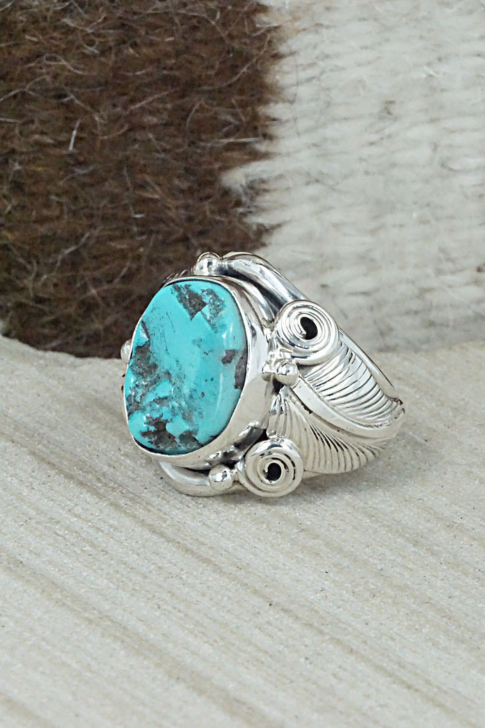 Turquoise & Sterling Silver Ring - Darrell Morgan - Size 9.75
