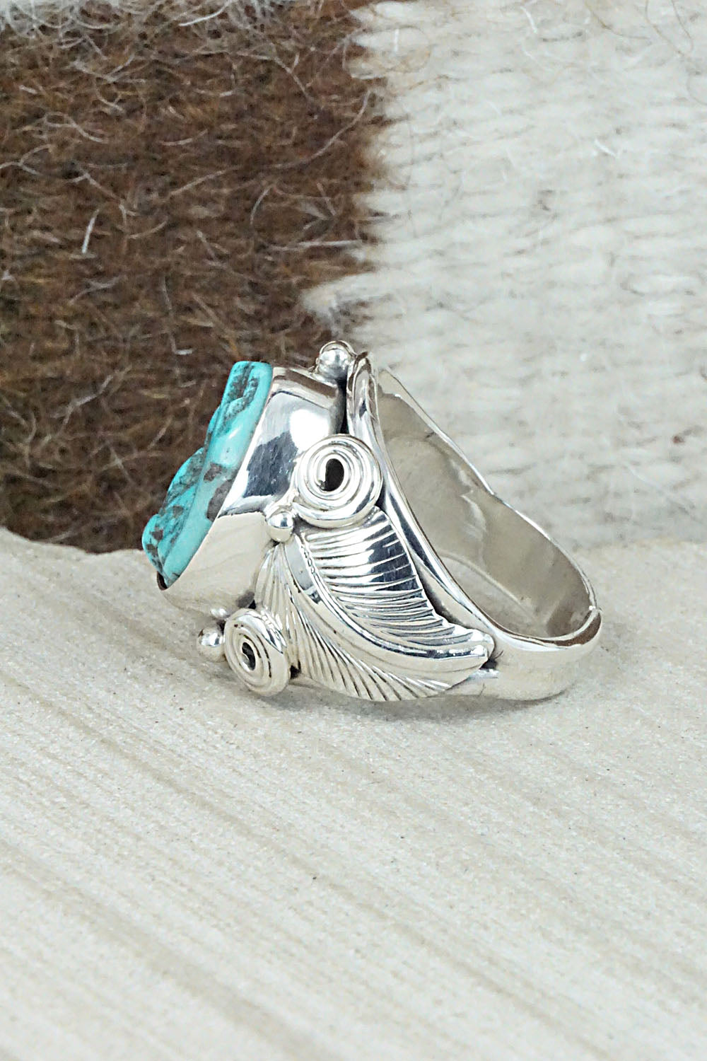 Turquoise & Sterling Silver Ring - Darrell Morgan - Size 9.75