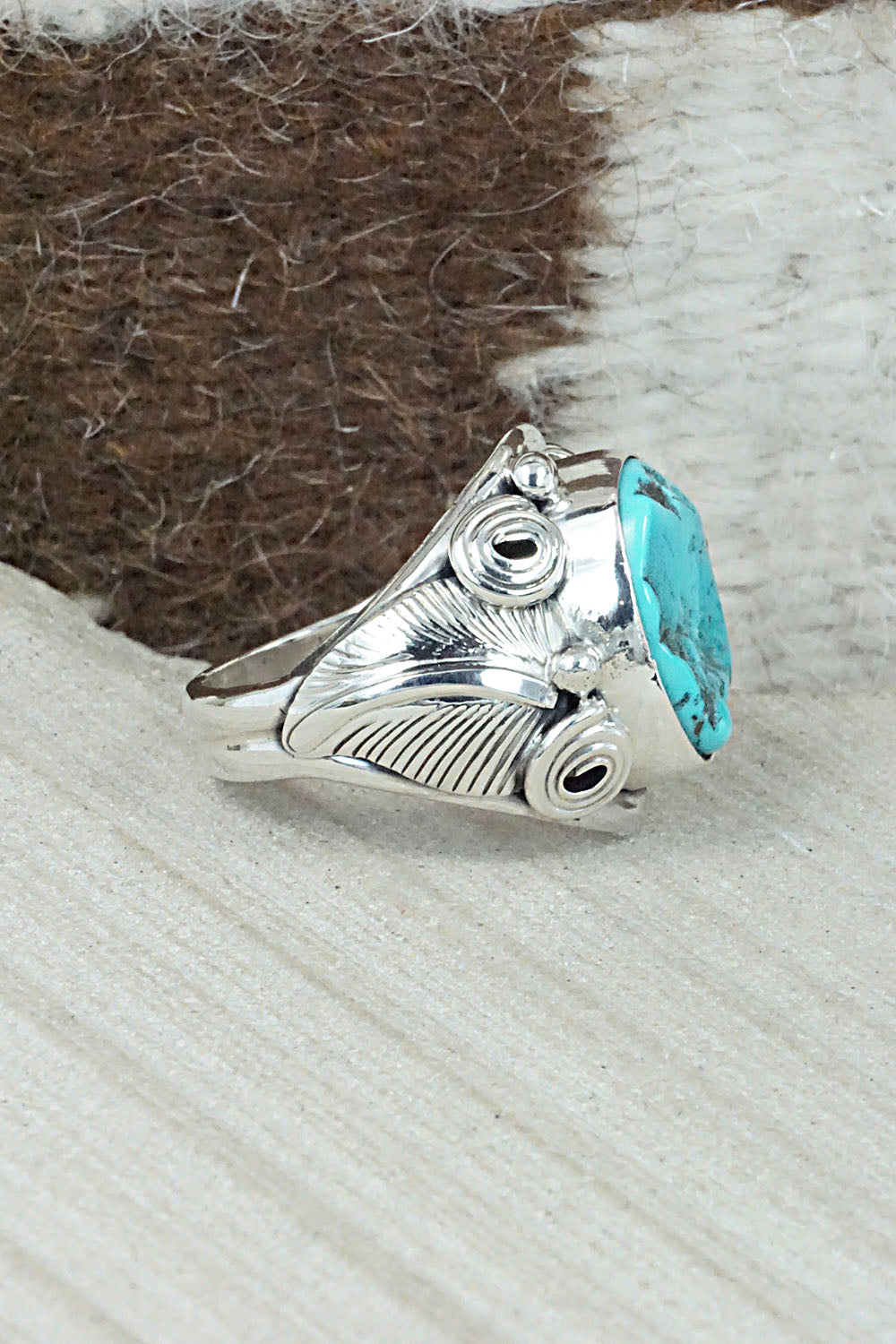 Turquoise & Sterling Silver Ring - Darrell Morgan - Size 9.75