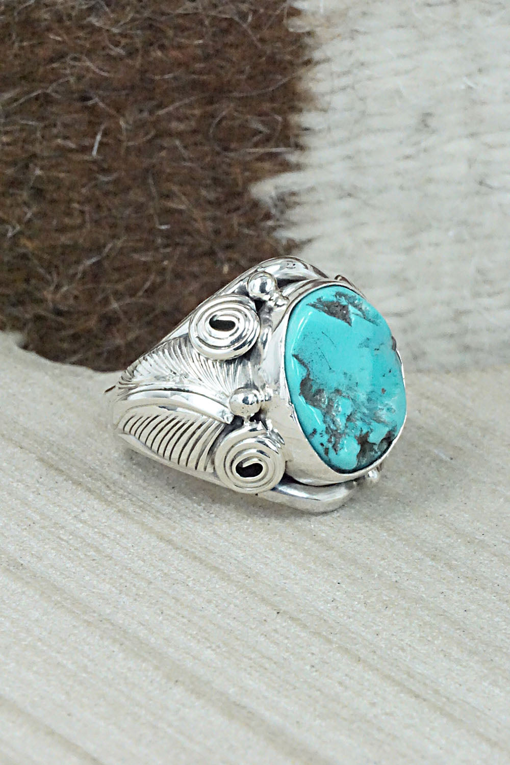 Turquoise & Sterling Silver Ring - Darrell Morgan - Size 9.75