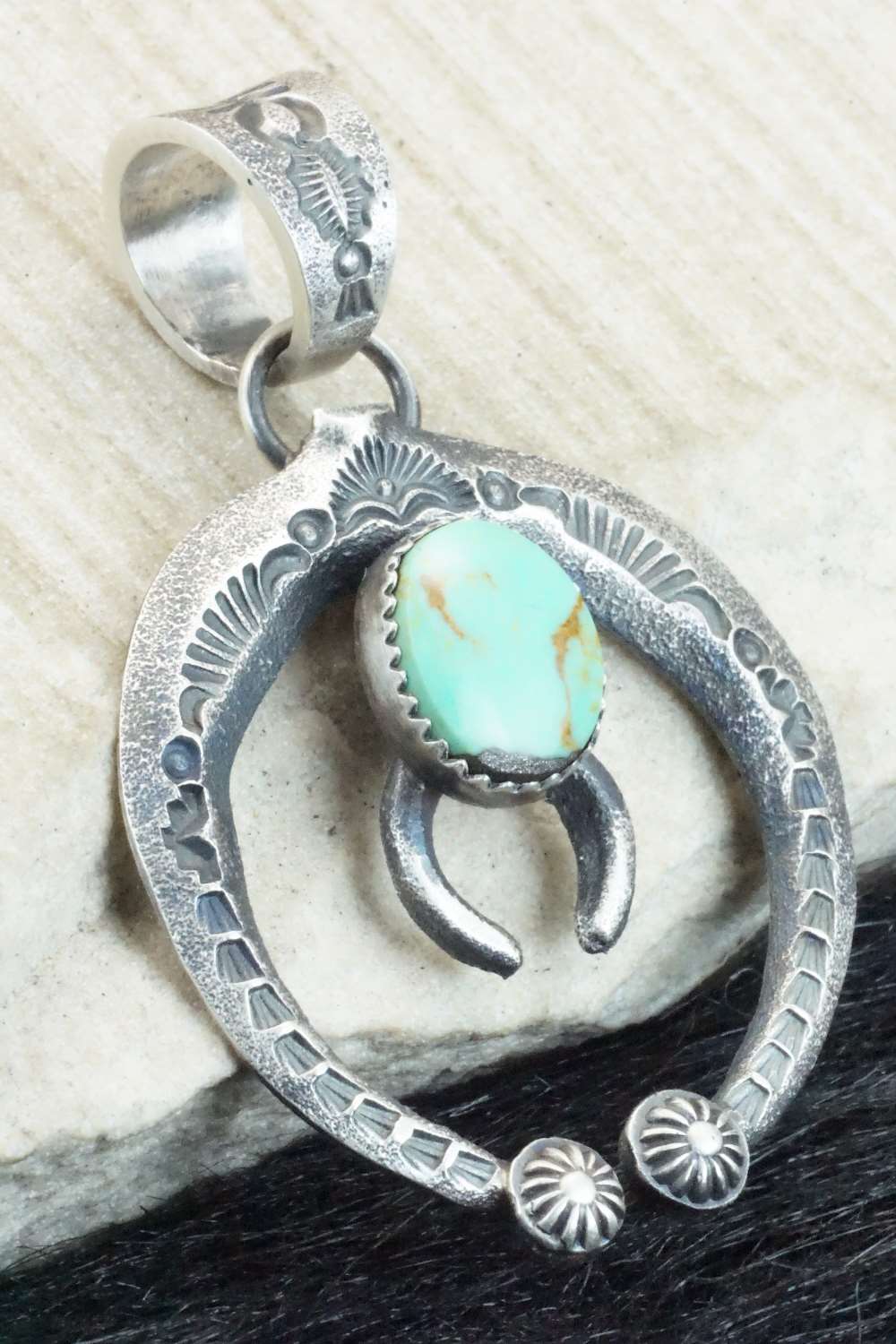 Turquoise & Sterling Silver Pendant - Kevin Billah