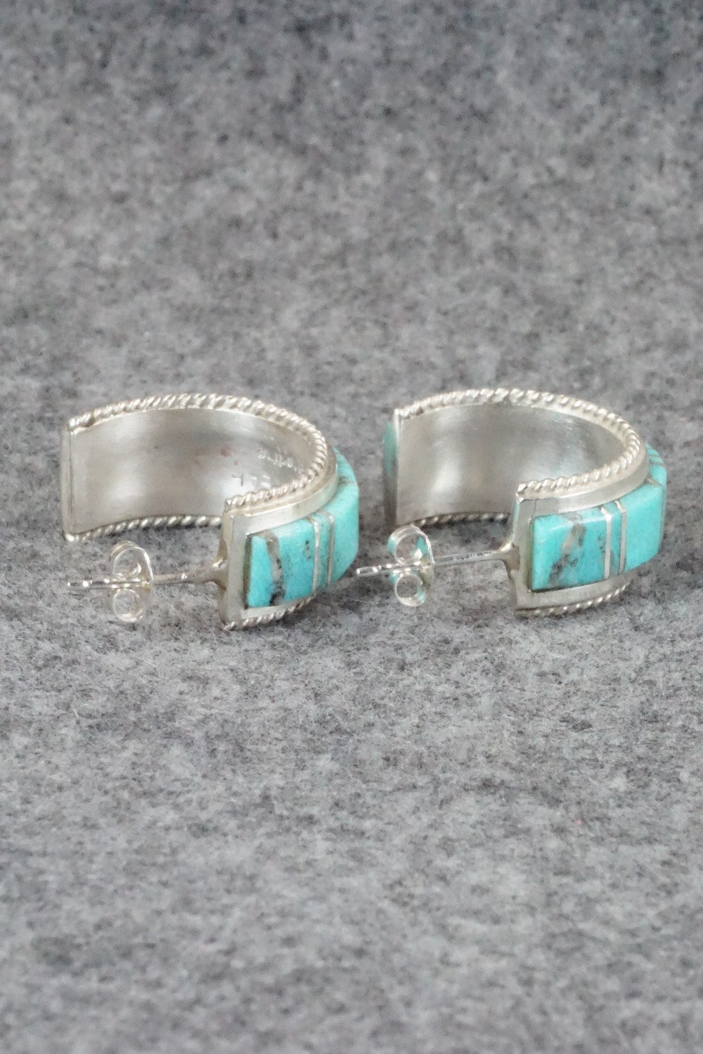 Turquoise & Sterling Silver Inlay Earrings - Deirdre Luna