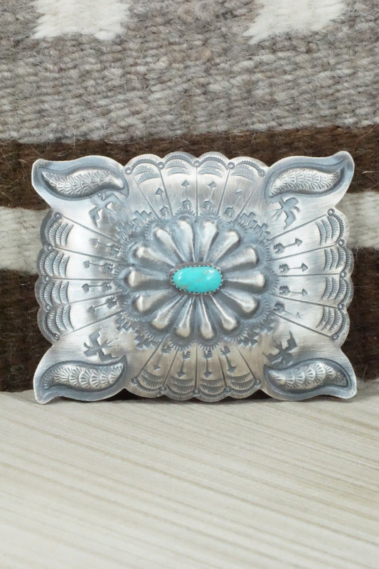 Turquoise & Sterling Silver Belt Buckle - Dale Morgan