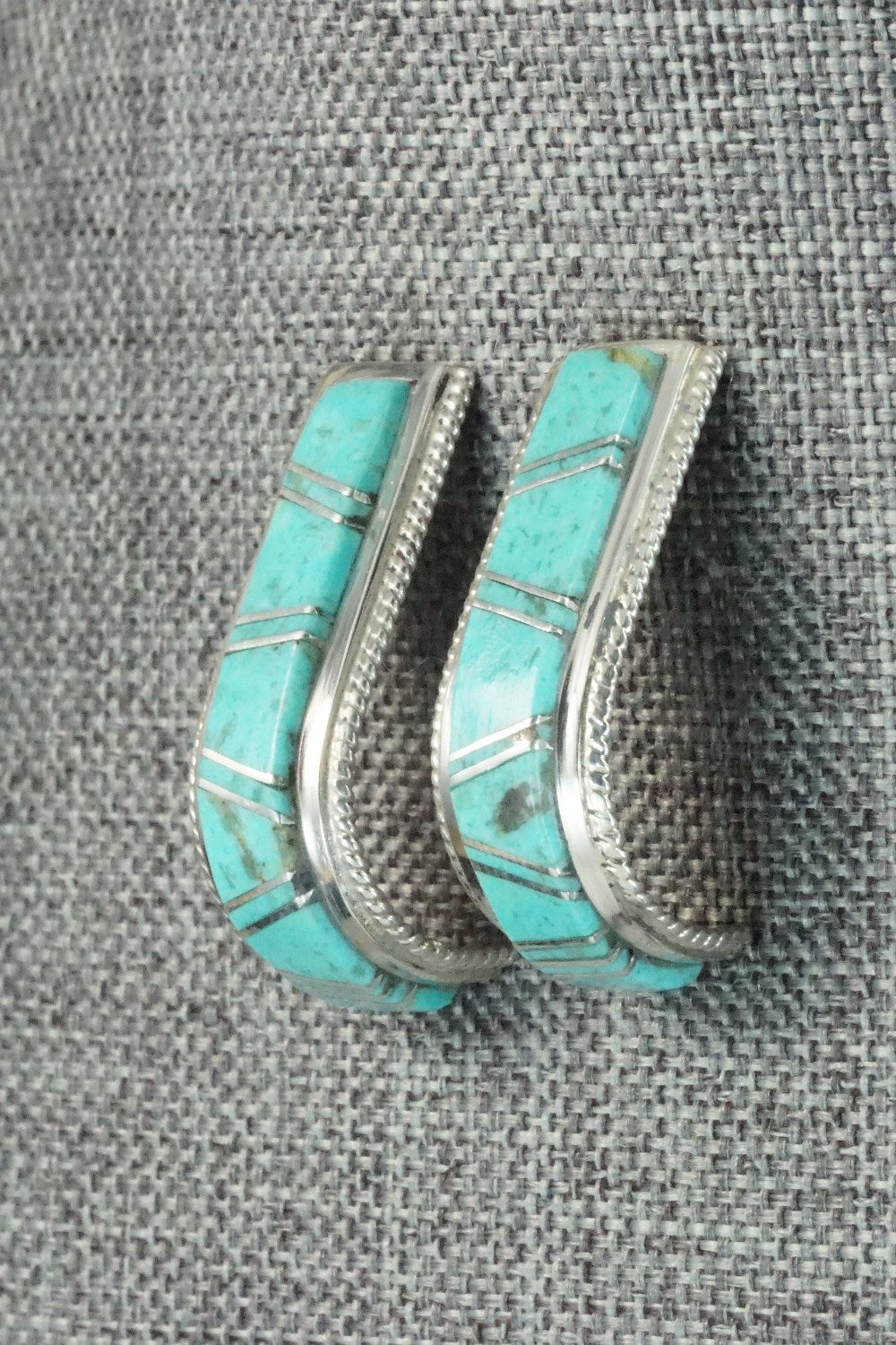 Turquoise & Sterling Silver Inlay Earrings - Deirdre Luna