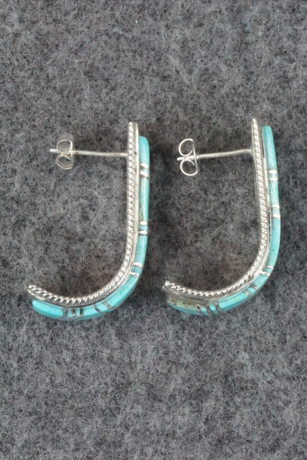 Turquoise & Sterling Silver Inlay Earrings - Deirdre Luna