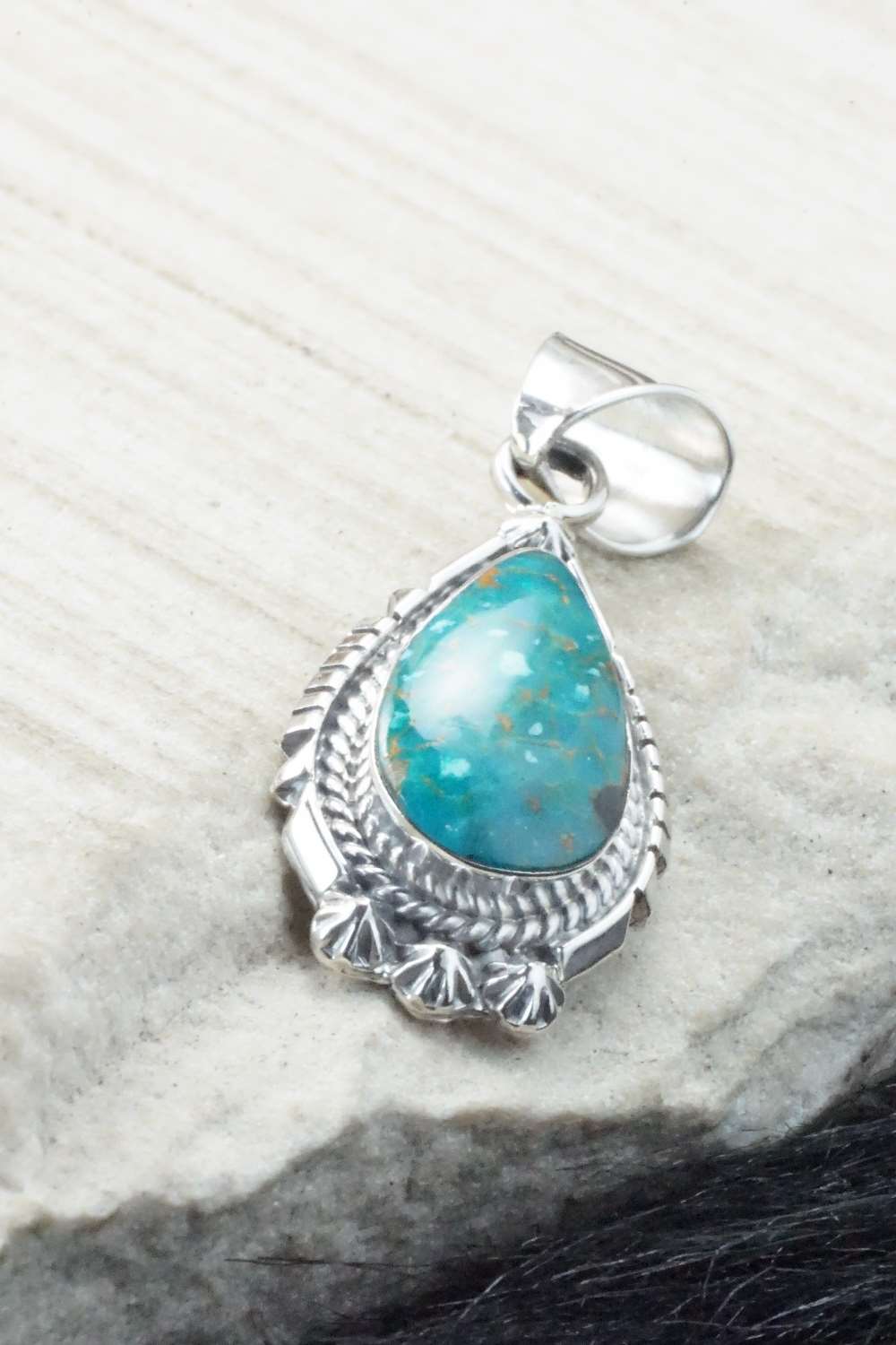 Turquoise & Sterling Silver Pendant - Samuel Yellowhair