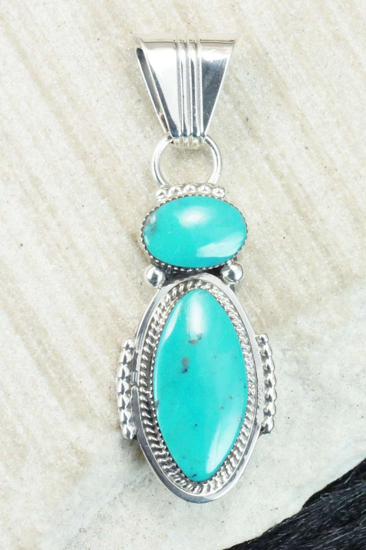 Turquoise and Sterling Silver Pendant - Bobby Platero