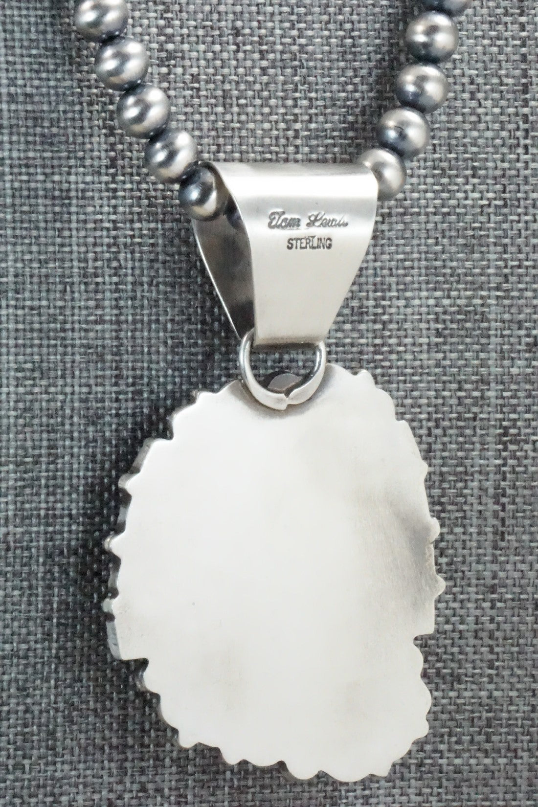 Turquoise, Coral Pendant & Sterling Silver Necklace - Tom Lewis