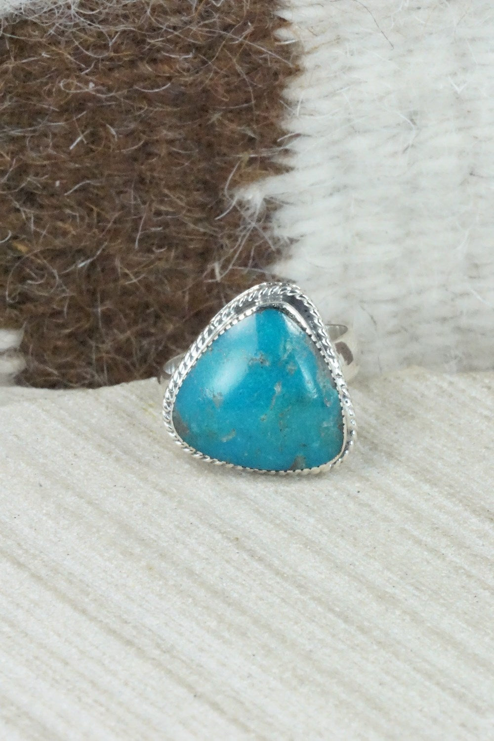 Turquoise & Sterling Silver Ring - Sheena Jack - Size 6.25