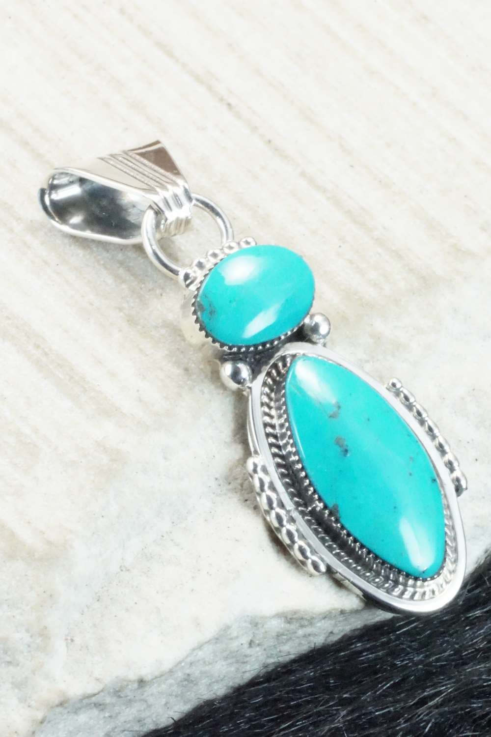 Turquoise and Sterling Silver Pendant - Bobby Platero