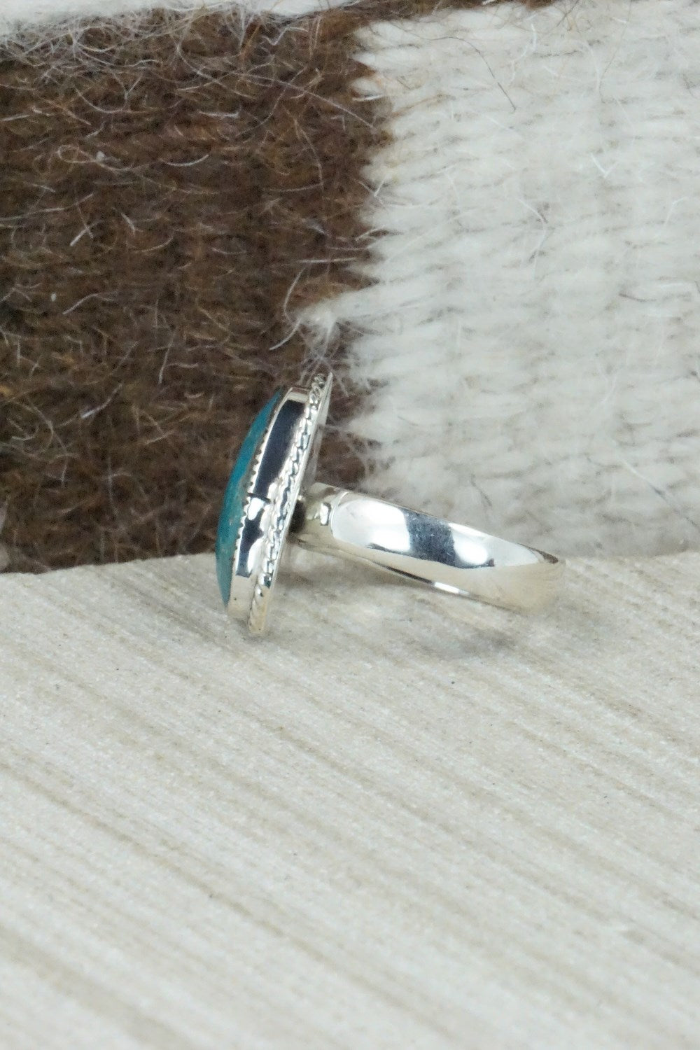 Turquoise & Sterling Silver Ring - Sheena Jack - Size 6.25