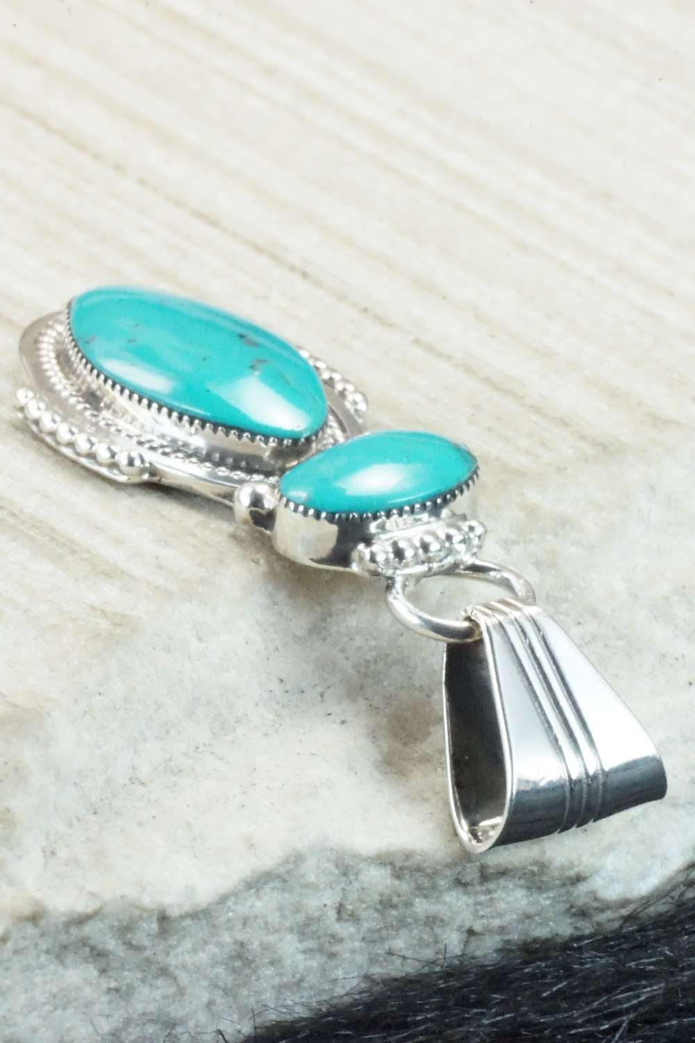 Turquoise and Sterling Silver Pendant - Bobby Platero