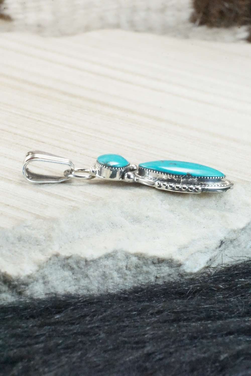 Turquoise and Sterling Silver Pendant - Bobby Platero