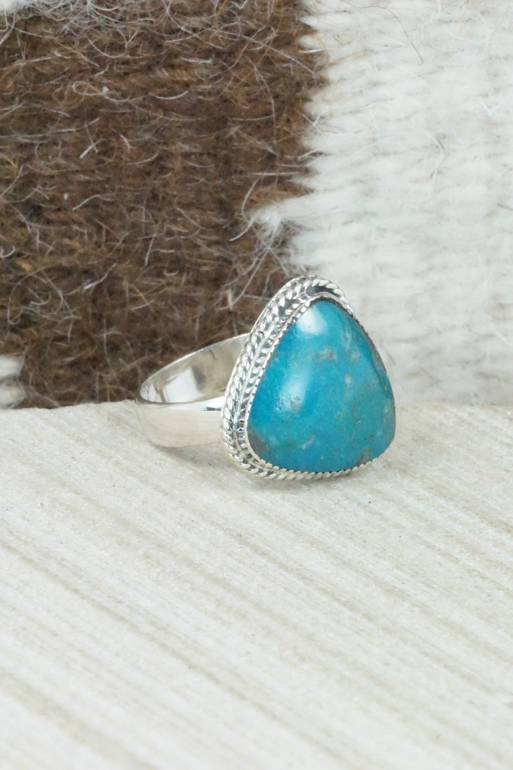 Turquoise & Sterling Silver Ring - Sheena Jack - Size 6.25