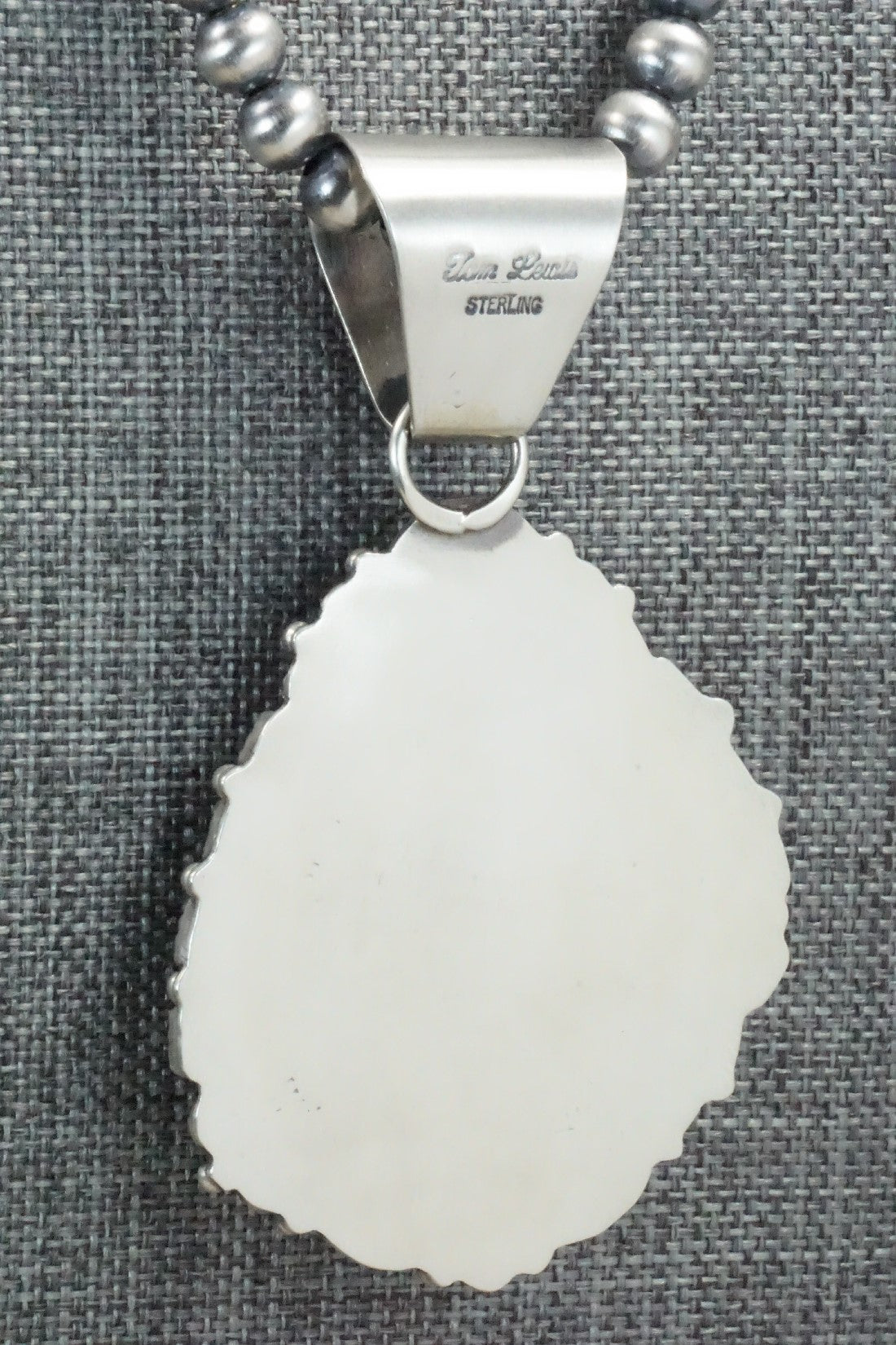 Turquoise, Coral Pendant & Sterling Silver Necklace - Tom Lewis