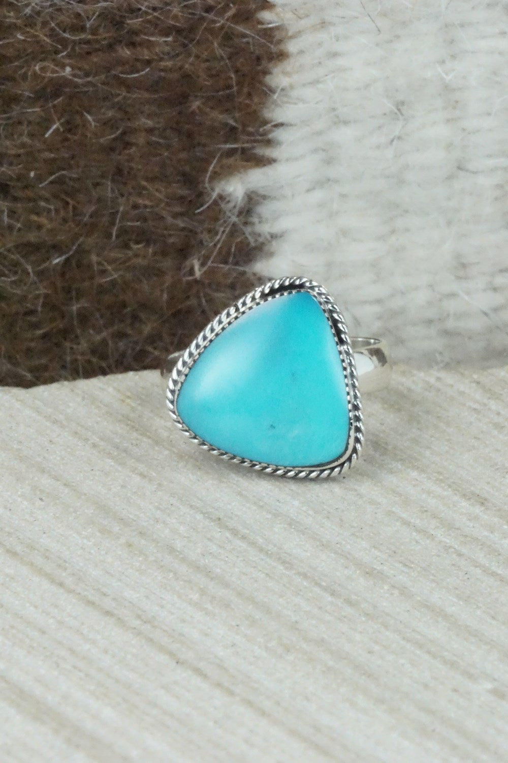 Turquoise & Sterling Silver Ring - Sheena Jack - Size 6.75