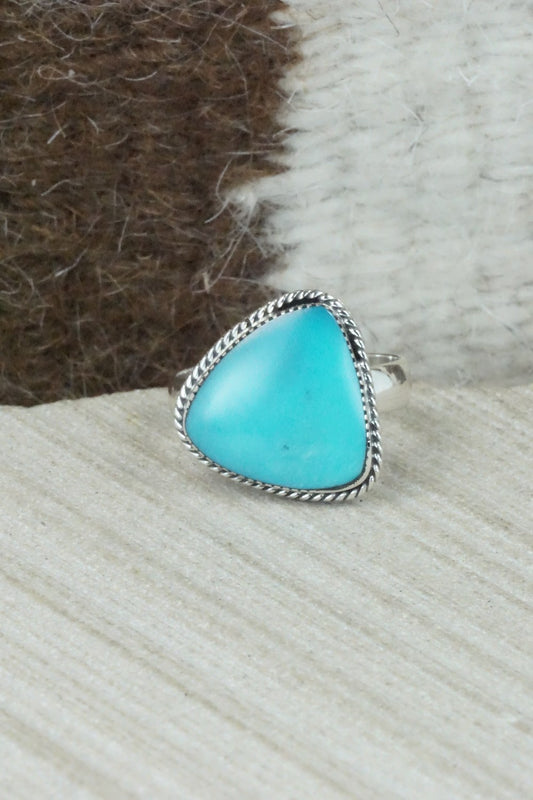 Turquoise & Sterling Silver Ring - Sheena Jack - Size 6.75