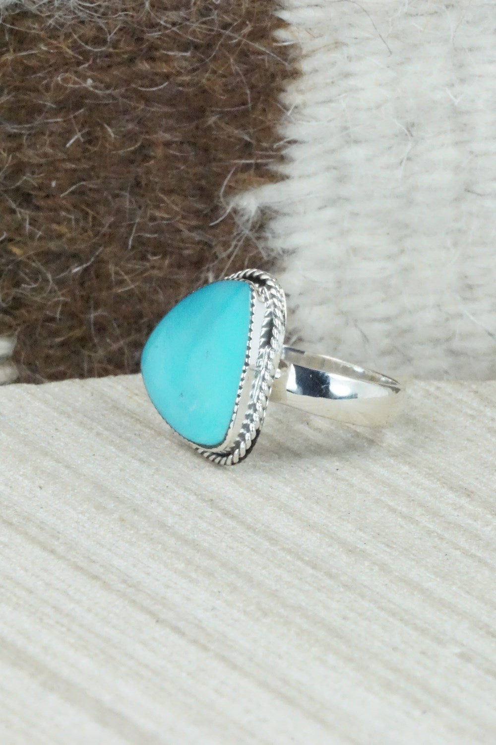 Turquoise & Sterling Silver Ring - Sheena Jack - Size 6.75